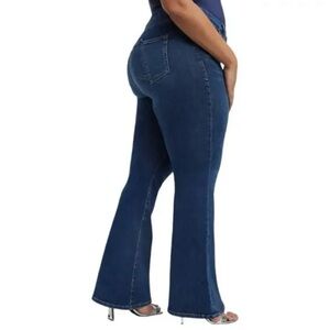 Good American Indigo Blue Good Legs Flare Split Pocket Denim Jeans Womens 16